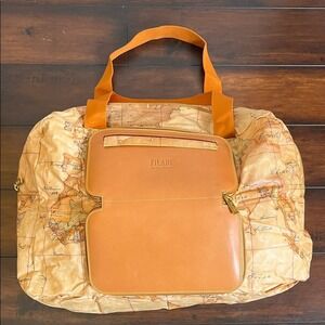 ALVIERO MARTINI I'Classe Bag World Print With Fabric Handles Foldable Zipper Bag